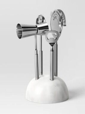 Threshold Stainless Steel Barware Set With Marble Stand (4 ct)
New in Box